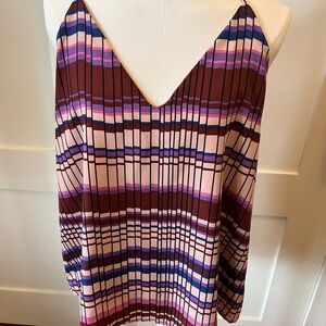 Tyche Multicolor Geometric Pattern V Neck Blouse- Size Medium